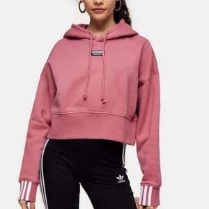 adidas Originals Women's V-ocal Cropped Hooded Sweatshirt in Trace Maroon XS